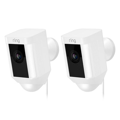Spotlight Cam Wired Outdoor Rectangle Security Camera, White (2-Pack) - Super Arbor
