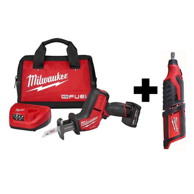 M12 FUEL 12-Volt Lithium-Ion Brushless Cordless HACKZALL Reciprocating Saw Kit with M12 Rotary Tool - Super Arbor