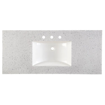 49 in. Solid Surface Vanity Top in Silver Ash with White Sink - Super Arbor
