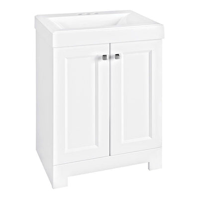 Shaila 24.5 in. W Bath Vanity in White with Cultured Marble Vanity Top in White with White Sink - Super Arbor