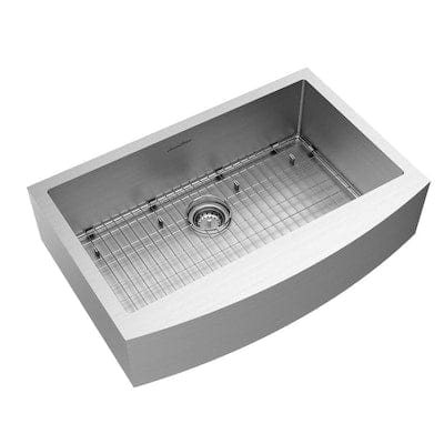 American Standard Suffolk 33-in x 22-in Stainless Steel Single Bowl Tall (8-in or Larger) Undermount Apron Front/Farmhouse Residential Kitchen Sink with Drainboard