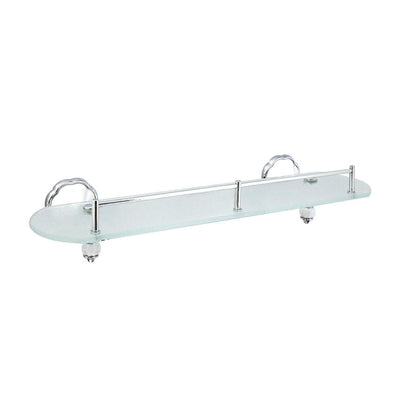FLORA 20 in. W Frosted Glass Shelf with Rail in White Porcelain and Polished Chrome - Super Arbor