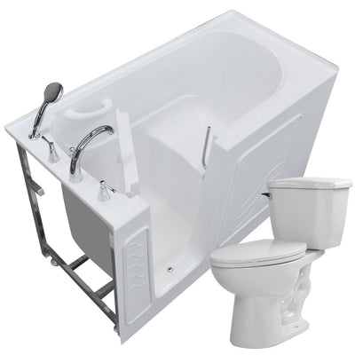 60 in. Walk-In Non-Whirlpool Bathtub in White with 1.28 GPF Single Flush Toilet - Super Arbor