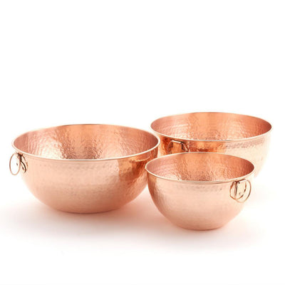 Solid Copper Stone Hammered Beating/Mixing Bowls Set (3-Piece) - Super Arbor