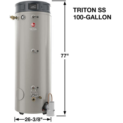 Commercial Triton Premium Heavy Duty High Eff. 100 Gal. 300K BTU ULN Natural Gas Power Direct Vent Tank Water Heater - Super Arbor