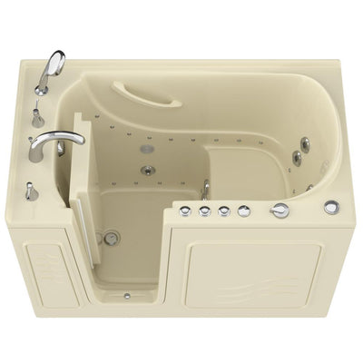 HD Series 53 in. Left Drain Quick Fill Walk-In Whirlpool and Air Bath Tub with Powered Fast Drain in Biscuit - Super Arbor
