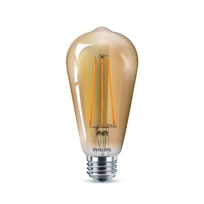 Philips 40-Watt Equivalent ST19 Dimmable Vintage Glass Edison LED Light Bulb Amber Warm White (2000K) (1-Bulb) - Super Arbor