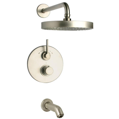 Elix 2-Handle 1-Spray Thermostatic Tub and Shower Faucet in Brushed Nickel (Valve Included) - Super Arbor