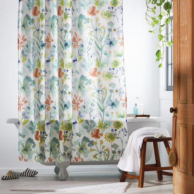 Botanical Bloom 72 in. Multicolored Sateen Standard Shower Curtain - Super Arbor