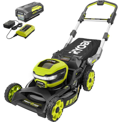 RYOBI 21 in. 40-Volt Brushless Lithium-Ion Cordless SMART TREK Self-Propelled Walk Behind Mower with 6.0Ah Battery and Charger - Super Arbor