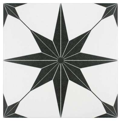 Merola Tile 
    Stella Nero Encaustic 9-3/4 in. x 9-3/4 in. Porcelain Floor and Wall Tile (11.11 sq. ft. / case) - Super Arbor