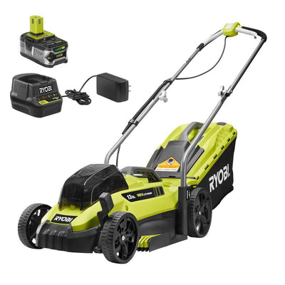 RYOBI 13 in. ONE+ 18-Volt Lithium-Ion Cordless Battery Walk Behind Push Lawn Mower - 4.0 Ah Battery/Charger Included - Super Arbor