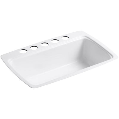 Cape Dory Undermount Cast Iron 33 in. 5-Hole Single Bowl Kitchen Sink in White - Super Arbor