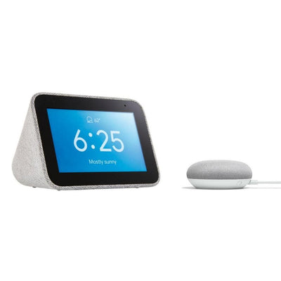 Smart Clock with The Google Assistant + Google Home Mini in Chalk - Super Arbor