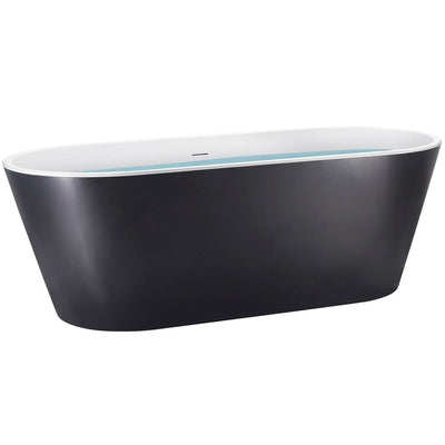 60 in. Acrylic Double Ended Flatbottom Non-Whirlpool Bathtub in Matte Black - Super Arbor