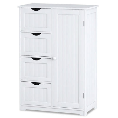Decora Ready to Assemble 12 in. x 32 in. x 22 in. Wooden 4-Drawer Bath Cabinet Storage Cupboard with 2-Shelves in White - Super Arbor