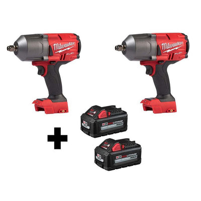 M18 FUEL 18-Volt 1/2 in. Lithium-Ion Brushless Cordless Impact Wrench w/ Friction Ring (2-Tool) w/ Two 6.0Ah Batteries - Super Arbor