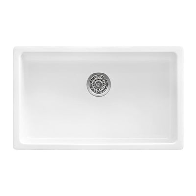 33 in. Single Bowl Dualmount Fireclay Kitchen Sink in White - Super Arbor