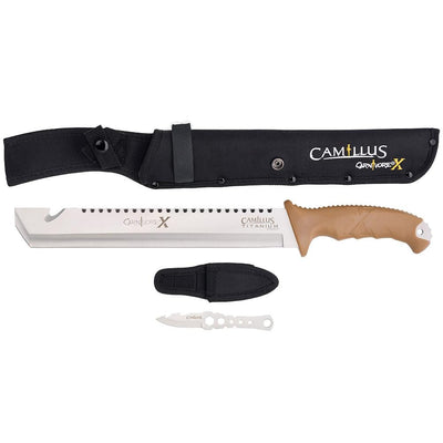 Carnivore X 18 in. ABS Handle Multi-Chisel Full Tang Blade and Full Length Saw Machete with Removable Trimming Knife - Super Arbor