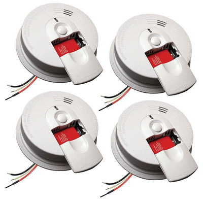 FireX Hardwire Smoke Detector with 9-Volt Battery Backup and Front Load Battery Door (4-Pack) - Super Arbor