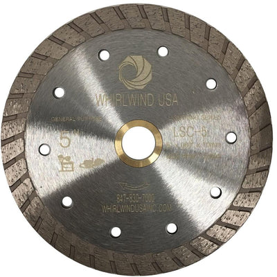 Whirlwind USA 5 in. Turbo Rim Diamond Blade for Dry or Wet Cutting Concrete, Stone, Brick and Masonry