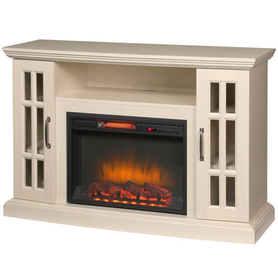 Edenfield 48 in. Freestanding Infrared Electric Fireplace TV Stand in Aged White - Super Arbor