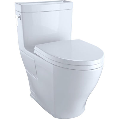 Aimes Wash Let with 1-piece 1.28 GPF Single Flush Elongated Toilet with CeFiONtect in Cotton White - Super Arbor