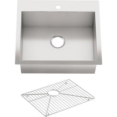 Vault Drop-In/Undermount Stainless Steel 25 in. 1-Hole Single Bowl Kitchen Sink Kit - Super Arbor