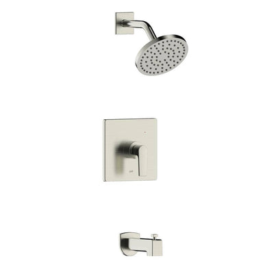 Chatelet Single-Handle 1-Spray Settings Round Tub and Shower Faucet Set in Brushed Nickel with Valve Included - Super Arbor