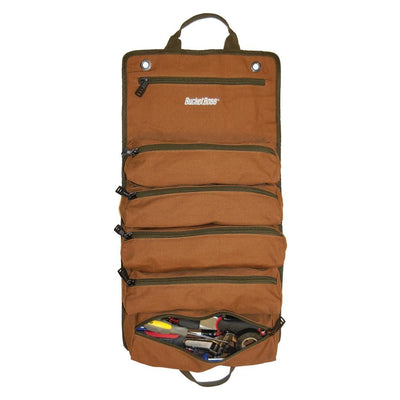 26 in. 6 Zippered Pockets Super Roll Tool Bag in Brown - Super Arbor