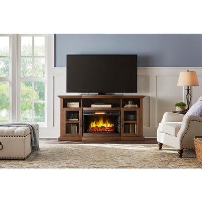 Barden 59 in. Freestanding Electric Fireplace TV Stand in Antique Coffee - Super Arbor