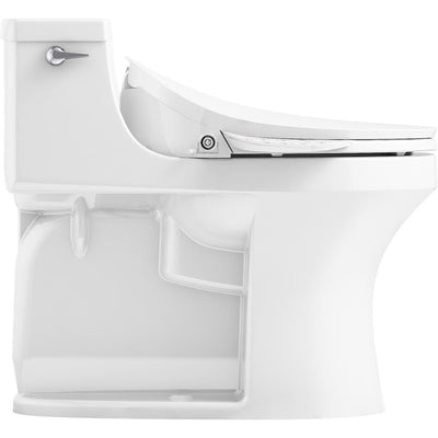 San Souci 1-Piece 1.28 GPF Single Flush Elongated Toilet in White Seat Included - Super Arbor