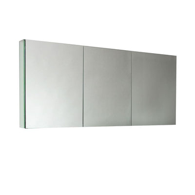 59 in. W x 26 in. H x 5 in. D Frameless Glass Recessed or Surface-Mount 4-Shelf Bathroom Medicine Cabinet - Super Arbor