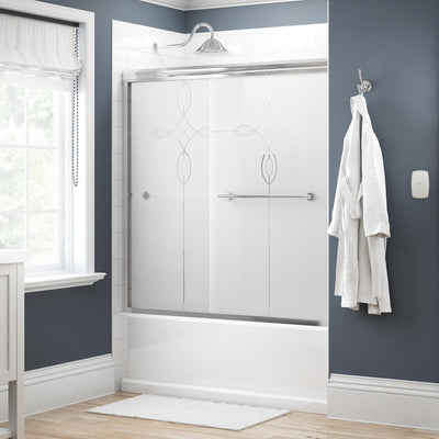 Lyndall 60 in. x 58-1/8 in. Semi-Frameless Traditional Sliding Bathtub Door in Chrome with Tranquility Glass - Super Arbor