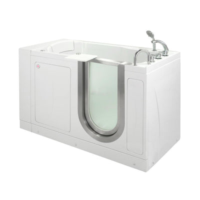 Petite 52 in. Acrylic Walk-In Whirlpool and Air Bath Bathtub in White, Thermostatic Faucet Set, RHS 2 in. Dual Drain - Super Arbor