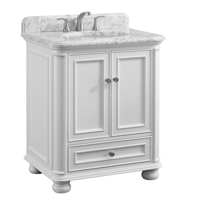 Scott Living Wrightsville 30-in White Single Sink Bathroom Vanity with Natural Carrara Marble Top