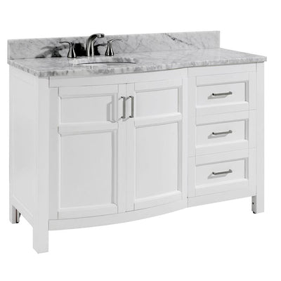 allen + roth Moravia 48-in White Single Sink Bathroom Vanity with Natural Carrara Marble Top