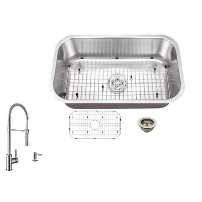 Superior Sinks 30-in x 18-in Satin Single Bowl Undermount Residential Kitchen Sink All-in-One Kit
