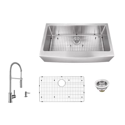 Superior Sinks 32.875-in x 20.75-in Single Bowl Tall (8-in or Larger) Undermount Apron Front/Farmhouse Residential Kitchen Sink All-in-One Kit