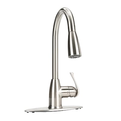 Project Source 1-Handle Deck Mount Pull-Down Handle/Lever Commercial/Residential Kitchen Faucet (Deck Plate Included)