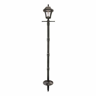 Baytown II Bulb Black Resin Solar Warm-White Outdoor Integrated LED Post Light and Lamp Post with EZ-Anchor Base - Super Arbor