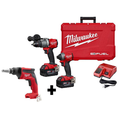M18 FUEL 18-Volt Lithium-Ion Brushless Cordless Hammer Drill & Impact Driver Combo Kit (2-Tool) W/Free Drywall Screw Gun - Super Arbor