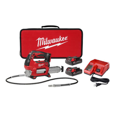M18 18-Volt Lithium-Ion Cordless Grease Gun 2-Speed with (2) 1.5Ah Batteries, Charger, Tool Bag - Super Arbor