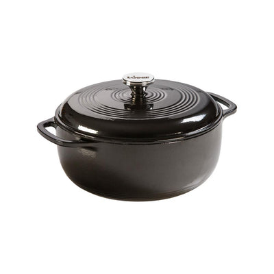 Enamelware 6 qt. Round Cast Iron Dutch Oven in Midnight with Lid - Super Arbor