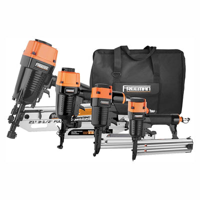 Pneumatic 21-Degree Framing and Finish Nail Gun Combo Kit with Canvas Bag and Fasteners (4-Piece) - Super Arbor