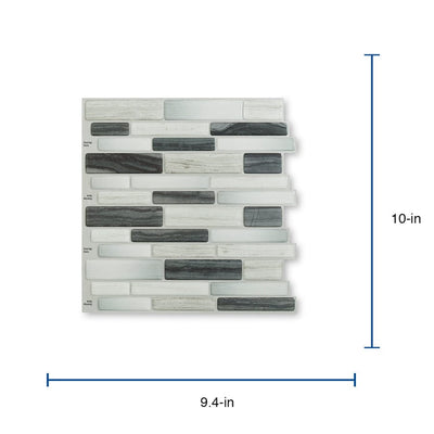 Peel&Stick Mosaics Peel and Stick Mosaics Grey Mist 10-in x 10-in Glossy Composite Linear Mosaic Peel & Stick Tile