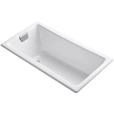 Tea-for-Two 5 ft. Reversible Drain Drop-In Cast Iron Bathtub in White - Super Arbor