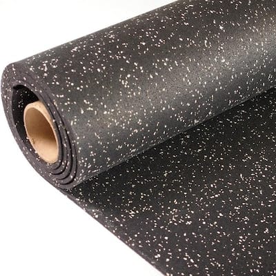 Greatmats Rolled Rubber 48-in x 120-in Black with 10% Eggshell Flecks Color Flecked Rubber Sheet Multipurpose Flooring