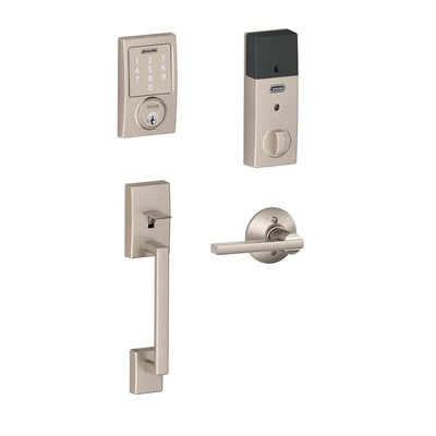 Century Satin Nickel Sense Smart Door Lock with Latitude Lever Door Handleset - Super Arbor