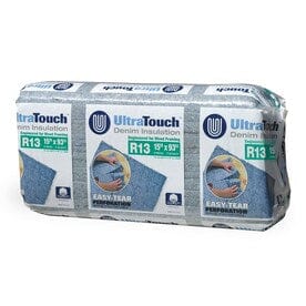 Energy Star Qualified; UltraTouch R-13 Recycled Denim Batt Insulation with Sound Barrier (15-in W x 93-in L) - Super Arbor